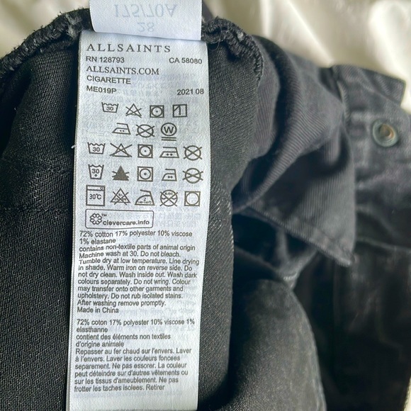 All Saints Men’s Black Cigarette Jeans, Size 28 - Picture 12 of 15